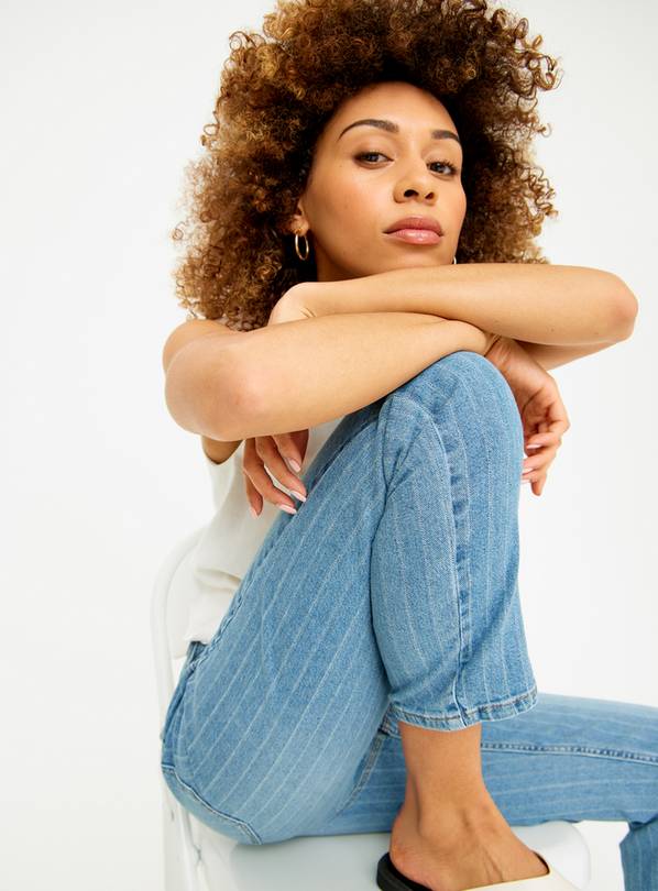 Relaxed Pinstripe Denim Jeans 22R